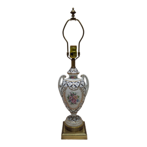 Mid 20th Century Frederick Cooper European Style Decorated Porcelain Urn Form Table Lamp