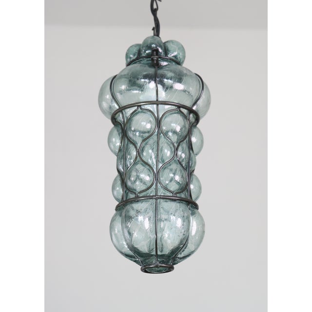 Rare Blu Acuqamarin Vintage Venetian Lantern, Murano Glass, 1970s For Sale - Image 11 of 11