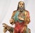 A wonderful antique wood carved Santos of St. Luke with a steer. Luke is often shown with an ox or a calf because these...