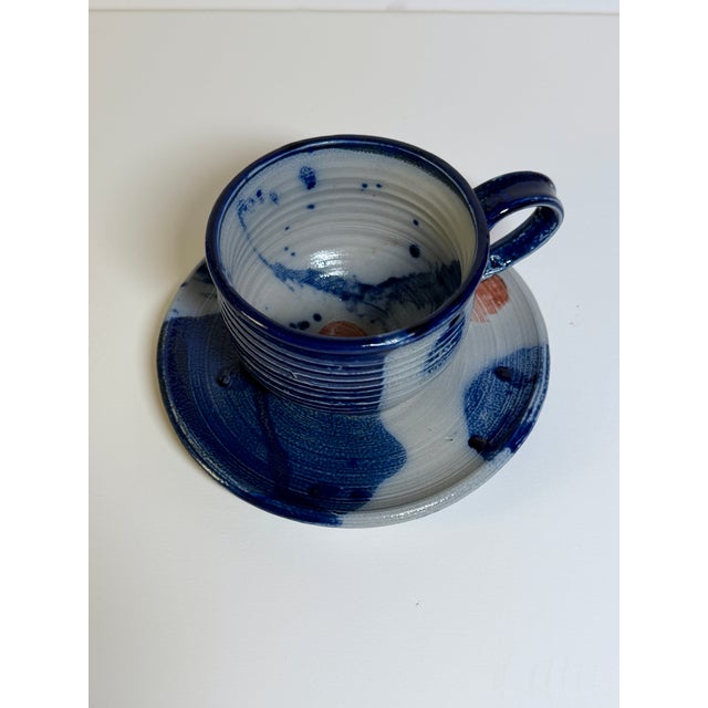 Mid 20th Century 2 Otto Heino Studio Pottery Tea Cups & Saucers For Sale - Image 5 of 10