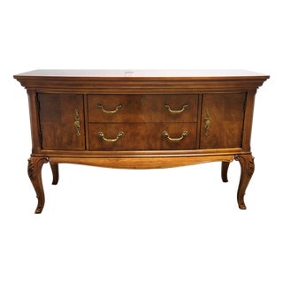 Thomasville French Provincial Entry Console, Credenza, or Sideboard With Burl Inlay For Sale