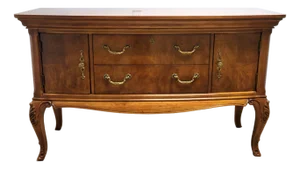 Thomasville French Provincial Entry Console, Credenza, or Sideboard With Burl Inlay