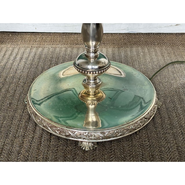 Art Deco 1930s Art Deco Pierced Silverplated 60" Torchiere Floor Lamp W/Claw Feet For Sale - Image 3 of 18