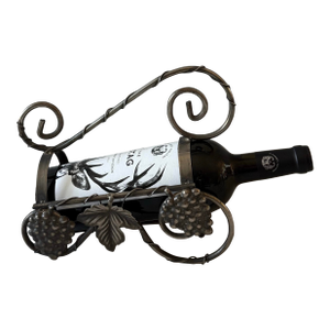 Vintage Metal Wine Bottle Rack With Grape Leaf Design