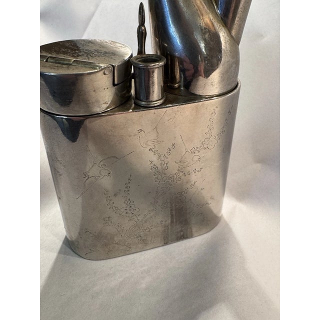 Silver Antique Chinese Qing Era Engraved Water Pipe For Sale - Image 8 of 8