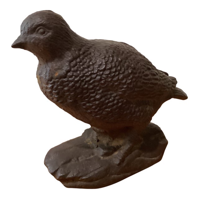 Vintage Heavy Rusted Cast Iron Quail Sculpture For Sale