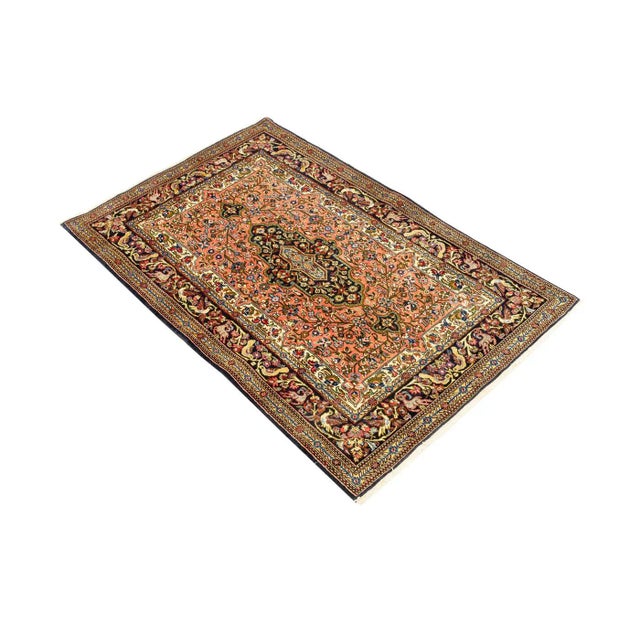 Wonderful Rug from the holy city of Ghom. The virgin wool used, called cork wool, is sheared from the neck of the lamb. It...