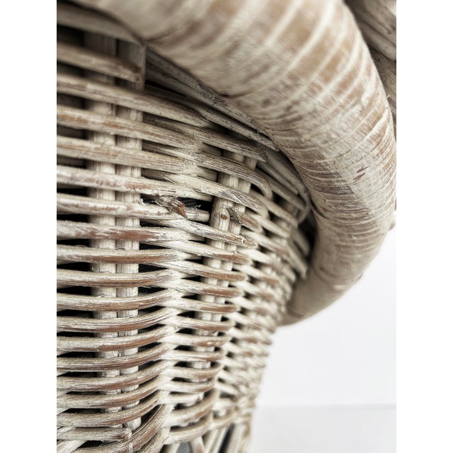 1970s Henry Link Rattan Lounge Chairs, Ottomans, New Sunbrella Upholstery, 2 Pairs For Sale - Image 16 of 18