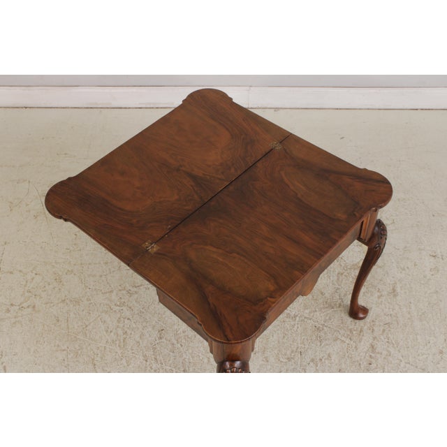 19th Century Vintage Burlwood English George II Game Table For Sale - Image 5 of 15