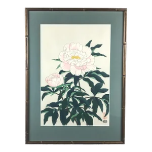 Vintage Nisaburo Ito Woodblock Print Peony Pink