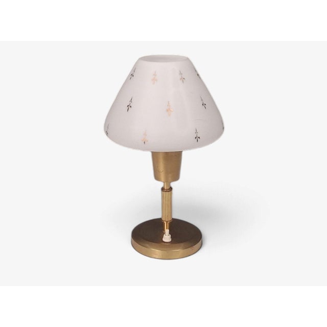 1950s Mid-Century Modern Ibe-Konst Ystad, Table Lamp, Brass, Opaque Glass For Sale - Image 4 of 12