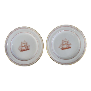 Spode Copeland England Red Trade Winds George of Salem 8" Salad Plate Pair