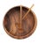 Mid 20th Century Monkey Pod Wood Bowl and Teak Wood Salad Serving Utensils, Set of 3 Pieces For Sale In Miami - Image 6 of 10