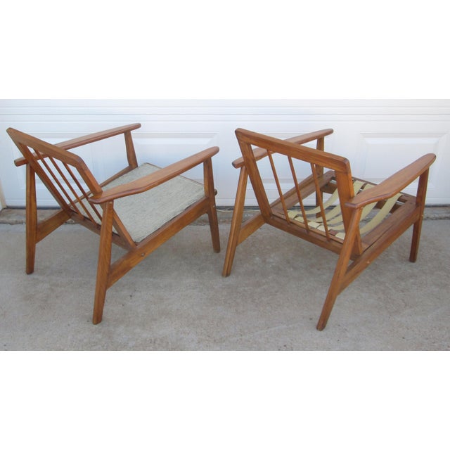 Mid 20th Century 2 Danish Modern Wooden Lounge Chairs For Sale - Image 4 of 14