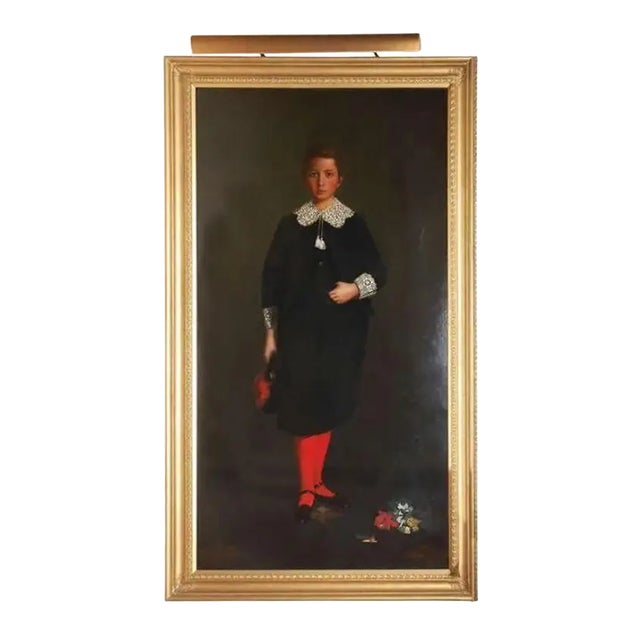 Antique Portrait of Noble Boy, 19th Century For Sale