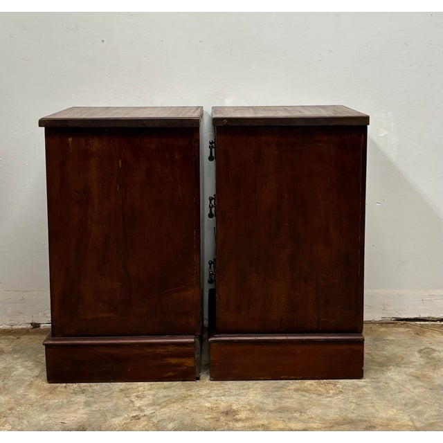Wood Antique English Mahogany Nightstands - A Pair For Sale - Image 7 of 8