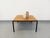 Vintage modernist coffee table of the 60s, square teak tray, black metal base, in the style of the Tables of Florence...
