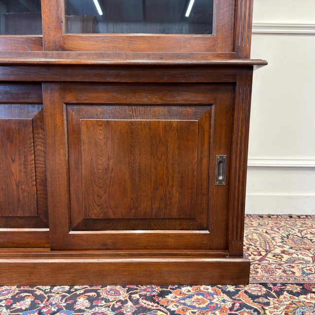 Classic English Bookcase with Glass Sliding Doors For Sale - Image 12 of 14