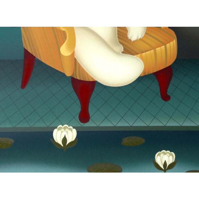 Realism Igor Galanin, " Cat in a Chair", Animal Folk Screenprint For Sale - Image 3 of 5