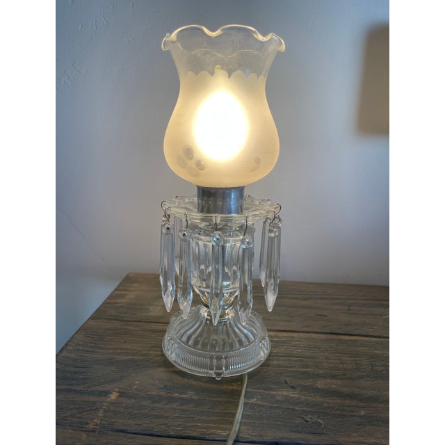Art Nouveau Vintage Table Lamp With 'Icicles' For Sale - Image 3 of 6