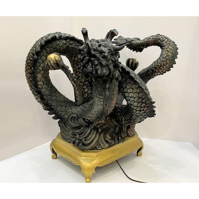 Mid 20th Century Unusual Chinese Cast Bronze Sculptural Dragon Accent Tables, a Pair For Sale - Image 4 of 18