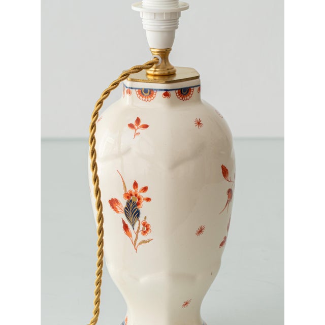 Imari Red Blue Gold Ceramic Table Lamps with Silk Shades from Royal Delft, 1970s, Set of 2 For Sale - Image 12 of 18
