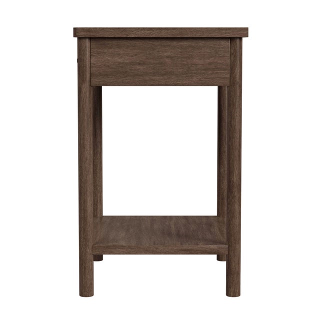 2020s Lennon 21 in. W Rectangular Wood 1 Drawer Rounded Leg Nightstand with Lower Open Shelf, Soft Brown For Sale - Image 5 of 8