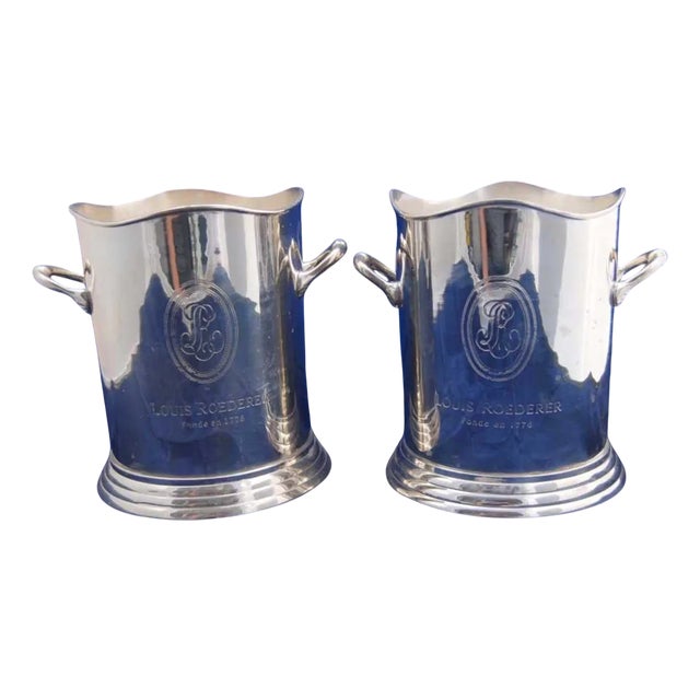 Silver Plate Champagne Buckets from Louis Roederer, Set of 2 For Sale