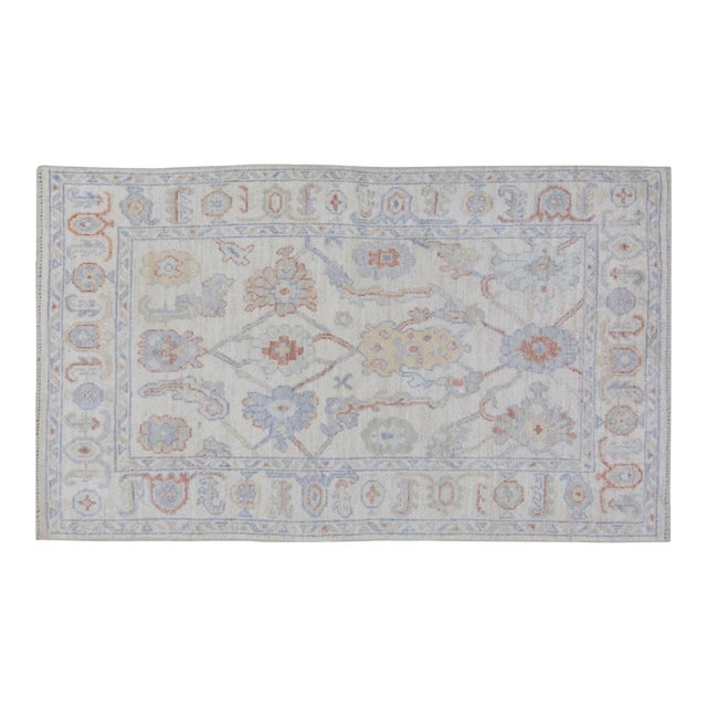 Turkish Oushak Hand Knotted Wool Rug, 5'x7' For Sale