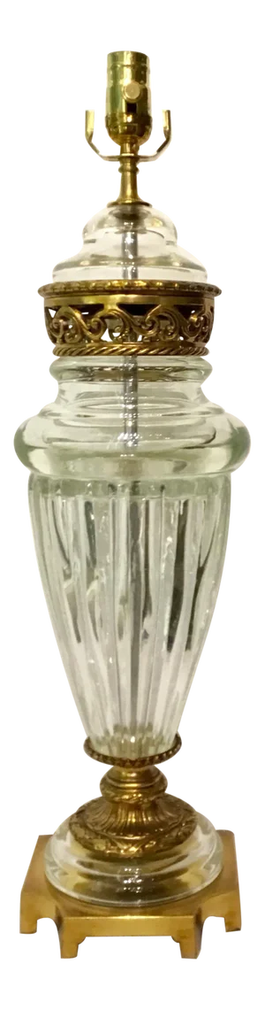Mid-Century Modern Vinatge Italian Maurano Glass and Vintage Brass Marbo Table Lamp