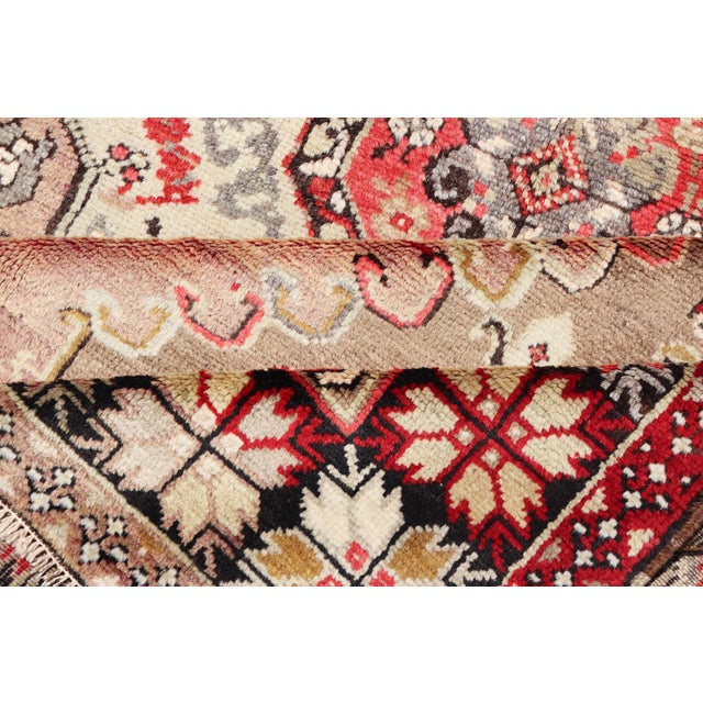Vintage Turkish Oushak Floral Medallion Design in Camel, Black, Red, Gray & Tan For Sale - Image 13 of 14