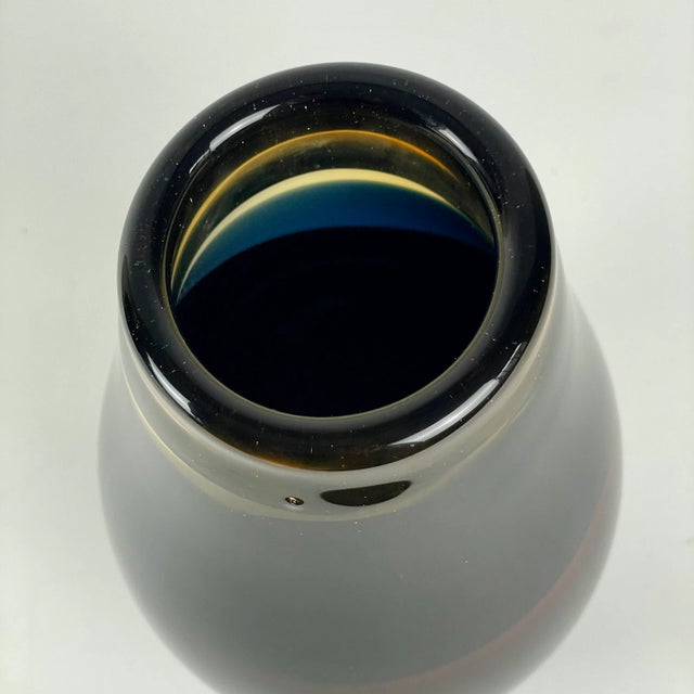 Glass 1970s Hand Blown Multi Layered Color Glass Vase For Sale - Image 7 of 10