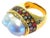 Bochic “Orient” Vintage Retro Pearl & Multi Sapphire Ring Set 18K Gold & Silver For Sale