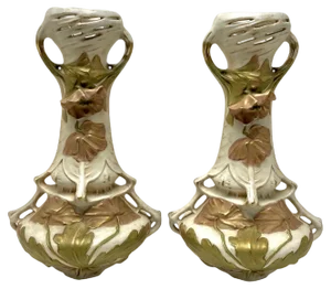 Bohemia Organically Shaped Vases from Royal Dux, 1920s, Set of 2