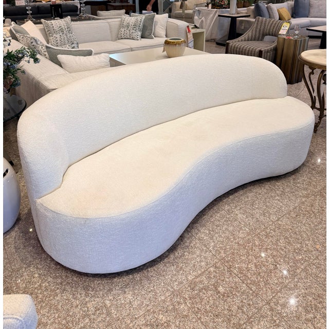 New Bernhardt Mid Century Style Curved Cloud Sofa For Sale - Image 11 of 11