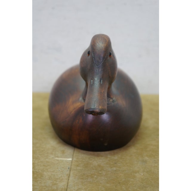 Wood Vintage Carlton B. Seybolt Grandy Nc Hand Carved Cedar Canvasback Hen Duck Decoy For Sale - Image 7 of 14