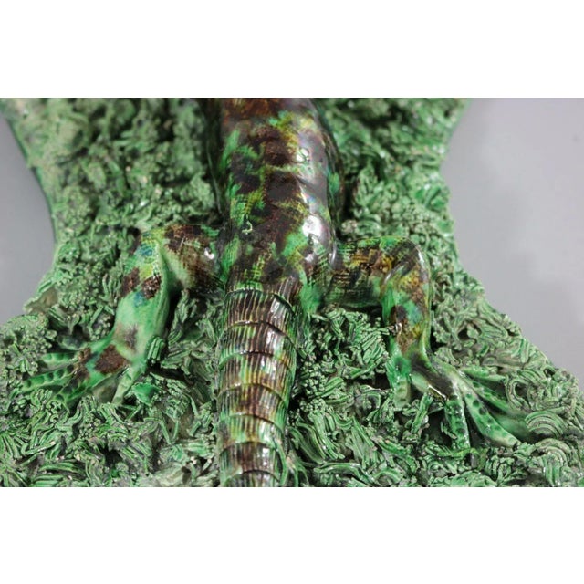Antique Jose Cunha Palissy Majolica Lizard Wall Plaque For Sale - Image 9 of 13