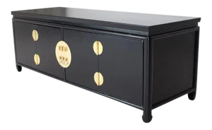 1970s Mid-Century Modern Black Ebonized Credenza