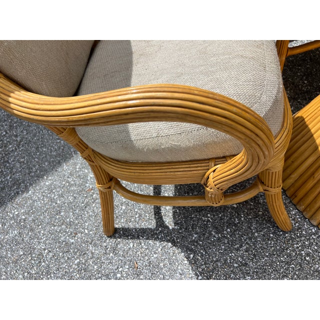 Mid-Century Modern 1960s Bamboo Rattan Dining Table 4 Chairs For Sale - Image 3 of 11