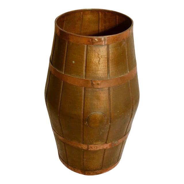 Copper Umbrella Stand in Barrel Shape, 1950s For Sale
