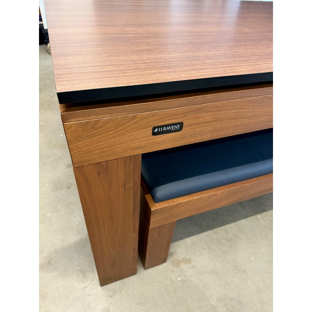 Luxury 3 in 1 Combination Pool Table, Table Tennis Table, Dining / Party Table + Matching Wall Unit and Benches. Premium Solid Walnut Wood. For Sale - Image 9 of 18