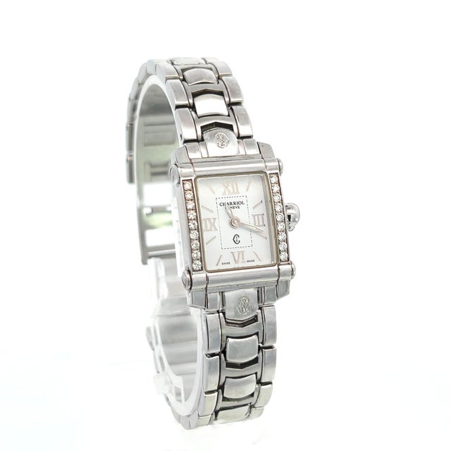 1990s 1990s Philippe Charriol Diamond Ladies Wristwatch 6.5" Stainless Steel 22.8 mm For Sale - Image 5 of 10