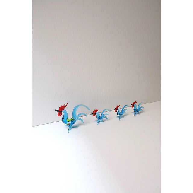 Vintage Handmade Art Glass Rooster Set, 1970s, Set of 4 For Sale In New York - Image 6 of 6