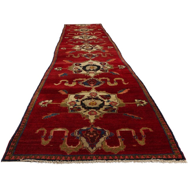 Modern Vintage Red Turkish Oushak Rug - 03'01 X 17'03 For Sale - Image 3 of 9