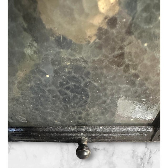 Metal 1910s Arts & Crafts Black Pendant Light With Ice Glass For Sale - Image 7 of 8