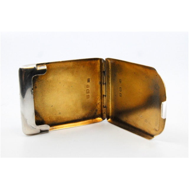 Plain Silver Matchbook with Gold Interior and Hinged Lid For Sale - Image 6 of 11
