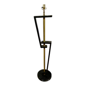 Vintage James Mont Style Cérused Oak and Brass Floor Lamp