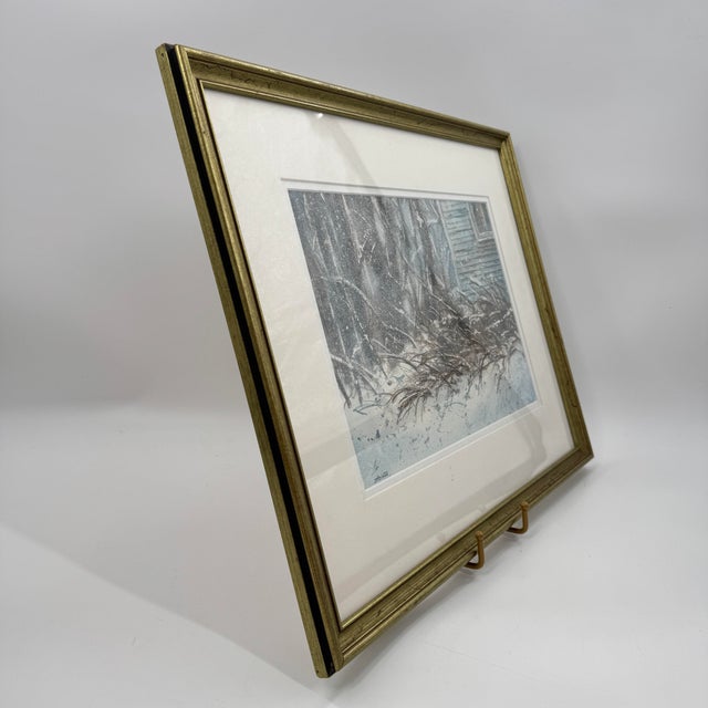 Impressionist John Holub Original Watercolor “Winter Repose” Signed Maine Winter Landscape For Sale - Image 3 of 11