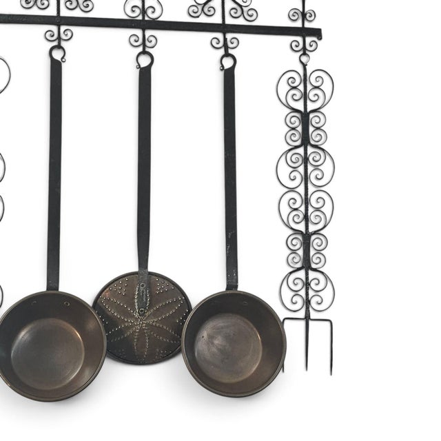Circa 1820 Continental Hand-Forged Wrought Iron Archelle With Three Utensils For Sale - Image 4 of 11