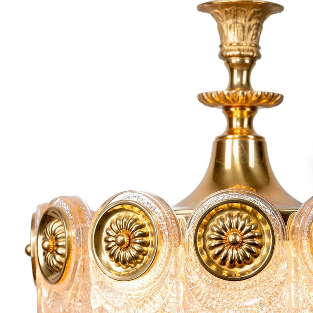 German Chandelier in Crystal Glass and Brass by Kaiser Leuchten, 1970s For Sale - Image 4 of 10